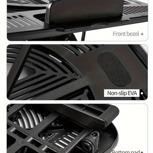 Multifunctional Laptop Stand in black with a ventilated slatted base, raised front bezel, and non-slip EVA pads