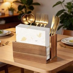 Wooden Napkin & Condiment Holder Caddy