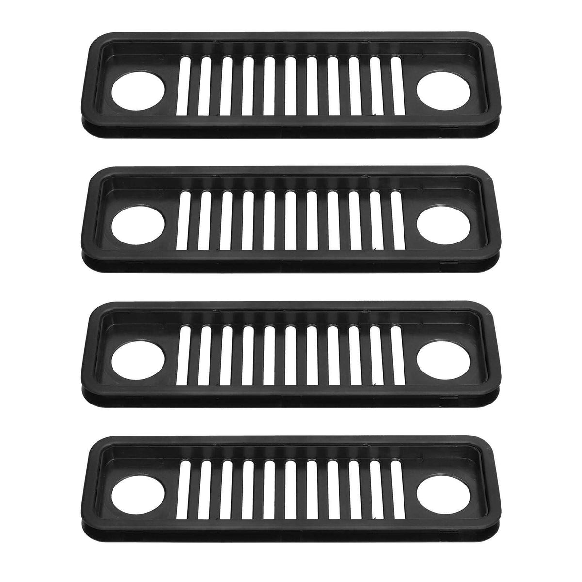 Network Wire Storage Rack set of four black ABS plastic cable management trays with ventilated slots and round end holes