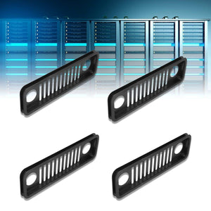 Network Wire Storage Rack set of four black ABS plastic cable trays with slotted ventilation and round end holes