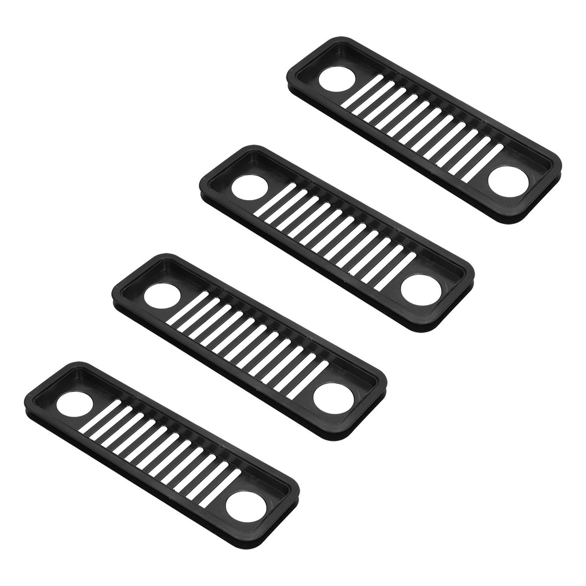 Network Wire Storage Rack set with four black ABS cable management trays featuring open ventilated slots and round end holes