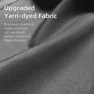 Outdoor pergola canopy fabric in grey, showing a dense yarn-dyed weave with a durable, water-repellent finish