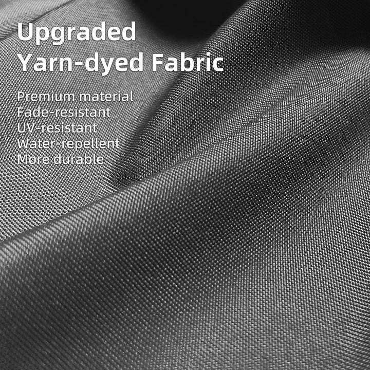 Outdoor pergola canopy fabric in grey, showing a dense yarn-dyed weave with a durable, water-repellent finish
