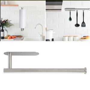 Paper Towel Holder 304 Stainless Steel in brushed silver, with a long horizontal rod and compact mounting plate