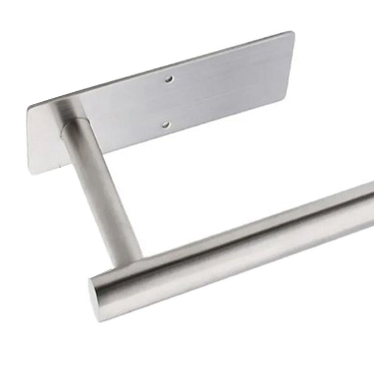 Paper Towel Holder 304 Stainless Steel in silver, with a brushed metal finish, flat mounting plate and horizontal bar.