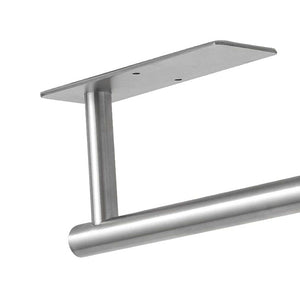 Paper Towel Holder 304 Stainless Steel with a silver finish, featuring a flat mounting plate and cylindrical support bar.