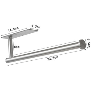 Paper Towel Holder 304 Stainless Steel in silver, with a sleek cylindrical rod and rectangular mounting plate