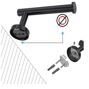 Paper Towel Holder Stainless Steel in matte black with a cylindrical bar, round end cap and wall-mount bracket