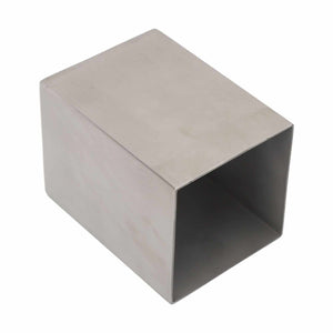 Pencil Cup 304 Stainless Steel, rectangular silver metal holder with a smooth finish and open square end