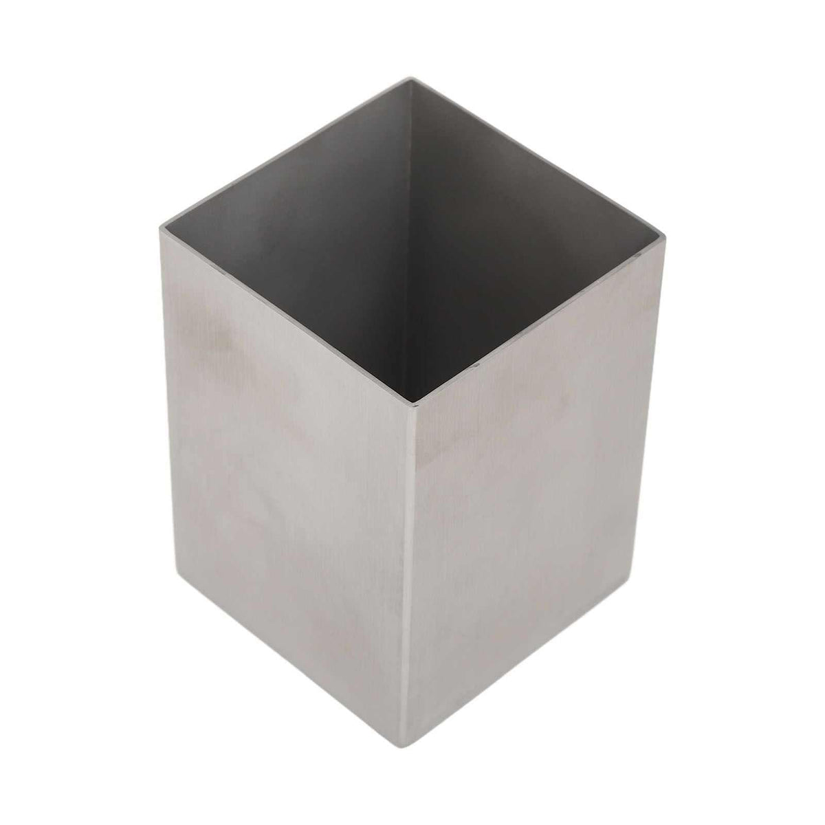 Pencil Cup 304 Stainless Steel in silver with a smooth brushed finish and open rectangular shape