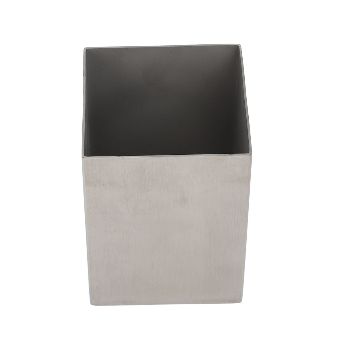 Pencil Cup 304 Stainless Steel in silver brushed metal, with a simple rectangular shape and open top