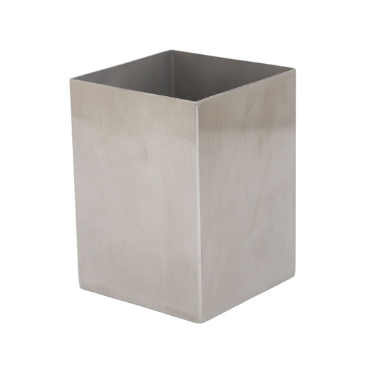 Pencil Cup 304 Stainless Steel in silver with a smooth, open-top rectangular design and sturdy metal walls