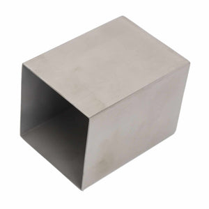 Pencil Cup 304 Stainless Steel in silver, with a minimalist rectangular form, smooth metal surfaces and an open end.