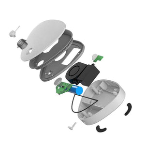 Portable Ozone Sterilizer with white and grey oval plastic casing, shown as an exploded view with internal components