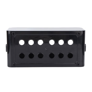 Power Socket Storage Box in black plastic with a rectangular shape, six upper openings, six lower openings and side clips