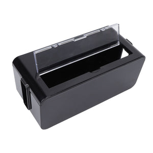 Power Socket Storage Box in black PS+ABS plastic, with a clear hinged lid and side cable access openings