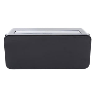 Power Socket Storage Box in black plastic with a smooth rounded body and narrow lid opening for cable access