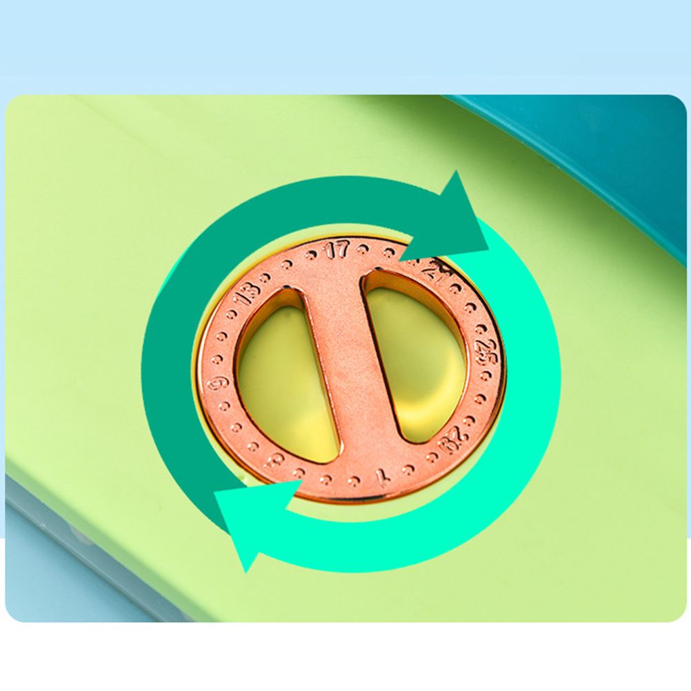 Refrigerator Food Shelf container lid with a coral circular timer dial, numbered markings and turquoise rotating arrows