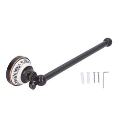 Retro Copper & Blue and White Porcelain Single Towel Bar – Wall-Mounted, Brushed Bronze