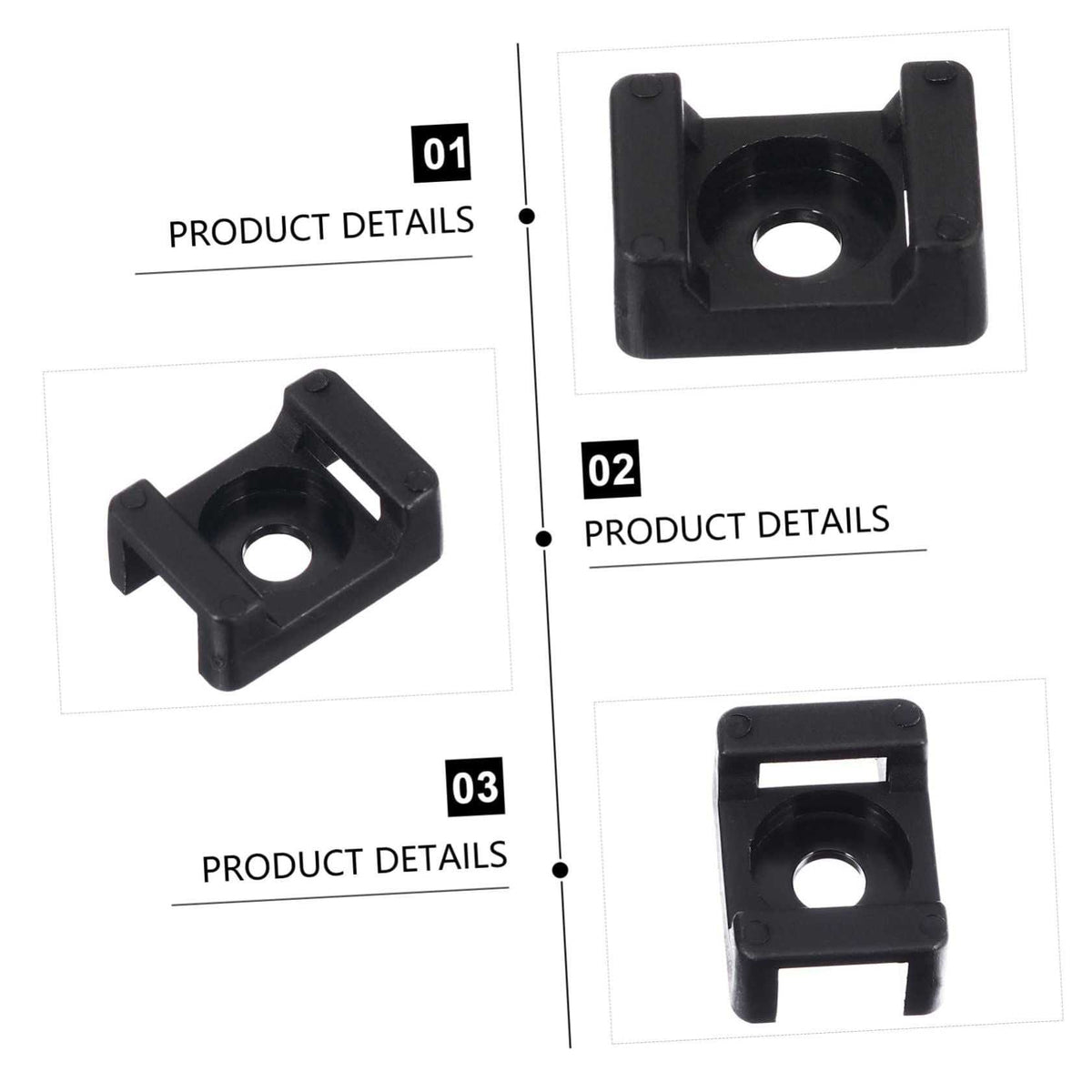 Screw-Mount Zip Tie base in black nylon with a central screw hole and raised cable-tie slots