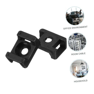 Screw-Mount Zip Tie cable bases in black nylon with a central screw hole and raised tie slots for cable fastening