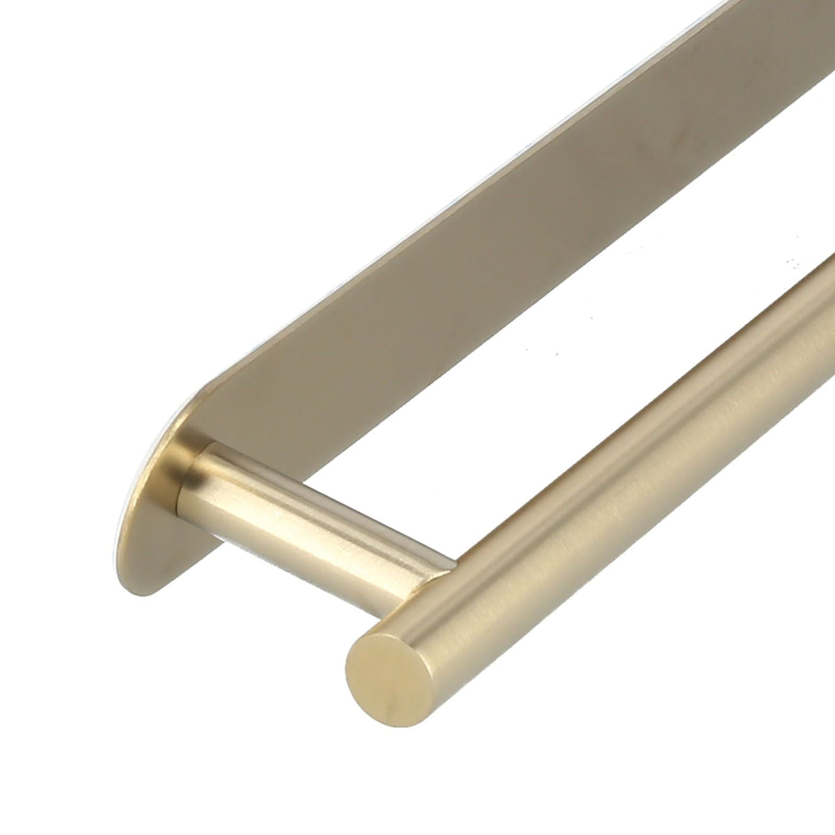 Single Rod Towel Bar in brushed gold stainless steel, with a sleek cylindrical rail and rounded wall plate