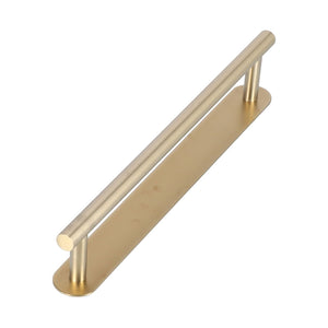 Single Rod Towel Bar in brushed gold stainless steel, with a slim cylindrical rail and elongated mounting plate