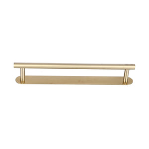 Single Rod Towel Bar in brushed gold stainless steel, with one straight cylindrical rail and two rounded supports