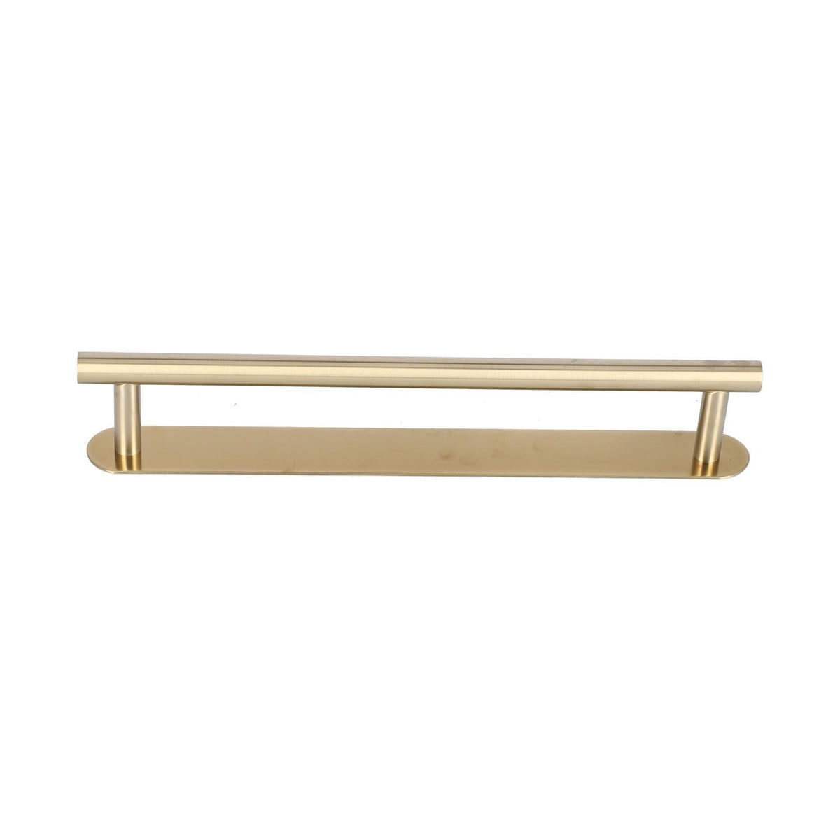 Single Rod Towel Bar in brushed gold stainless steel, with one straight cylindrical rail and two rounded supports
