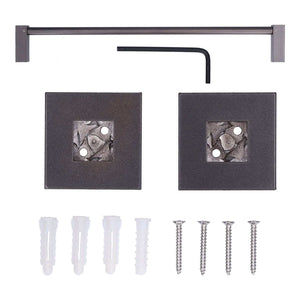 Slippers Rack Grey wall-mounted aluminium alloy rack with a slim grey rod, two square bases, screws and wall plugs