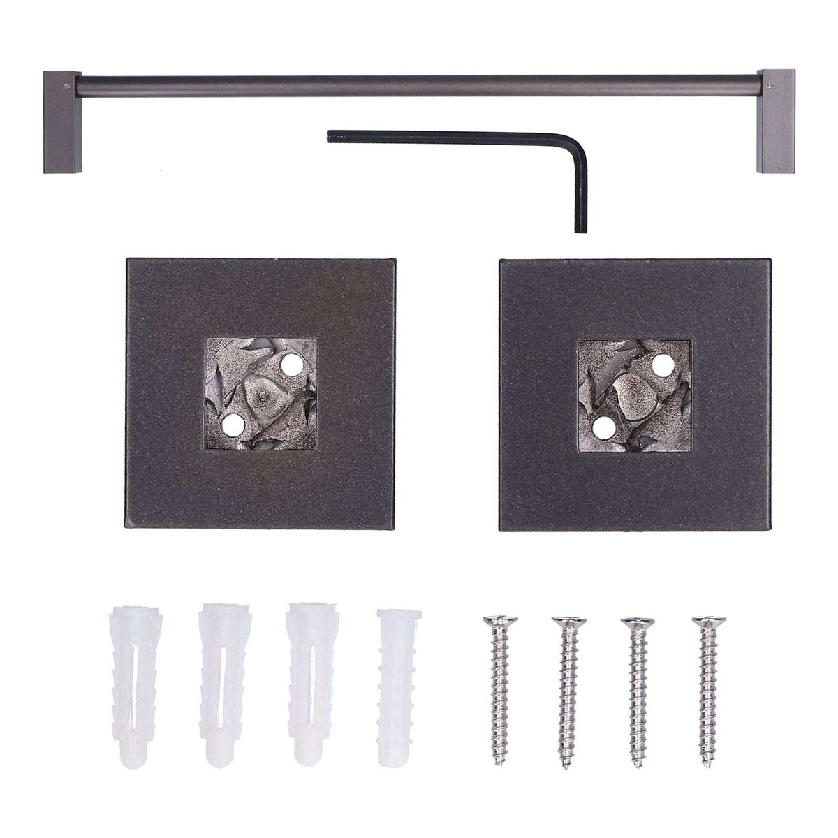 Slippers Rack Grey wall-mounted aluminium alloy rack with a slim grey rod, two square bases, screws and wall plugs