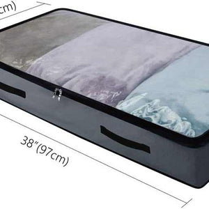 Soft Underbed Storage Containers in dark grey Oxford fabric, with a clear top, black trim and side handles
