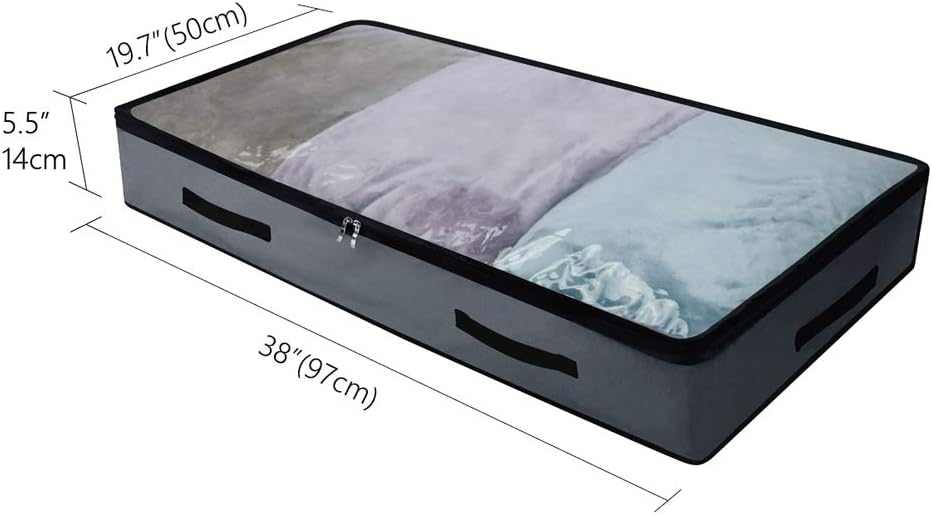 Soft Underbed Storage Containers in dark grey Oxford fabric, with a clear top, black trim and side handles