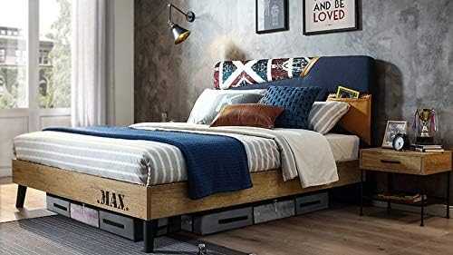 Soft Underbed Storage Containers in dark grey fabric tucked beneath a wooden bed, visible as rectangular storage bins