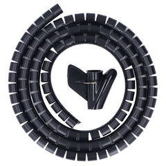 Spiral Cable Wrap Organiser – 1.5m, 20mm Diameter, Black, Flexible Wire Winding Tube for Home & Office