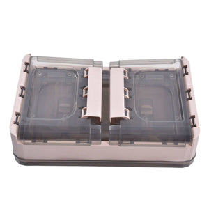 Stackable Storage Bin in pale pink PP plastic with a smoky clear top, foldable body and double-door lid panels