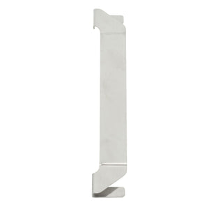 Stainless Steel Griddle Spatula Holder in silver metal, with a long flat body and angled clip-on ends