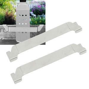 Stainless Steel Griddle Spatula Holder two-pack with a smooth silver finish and angled clip-on ends for flat BBQ tools