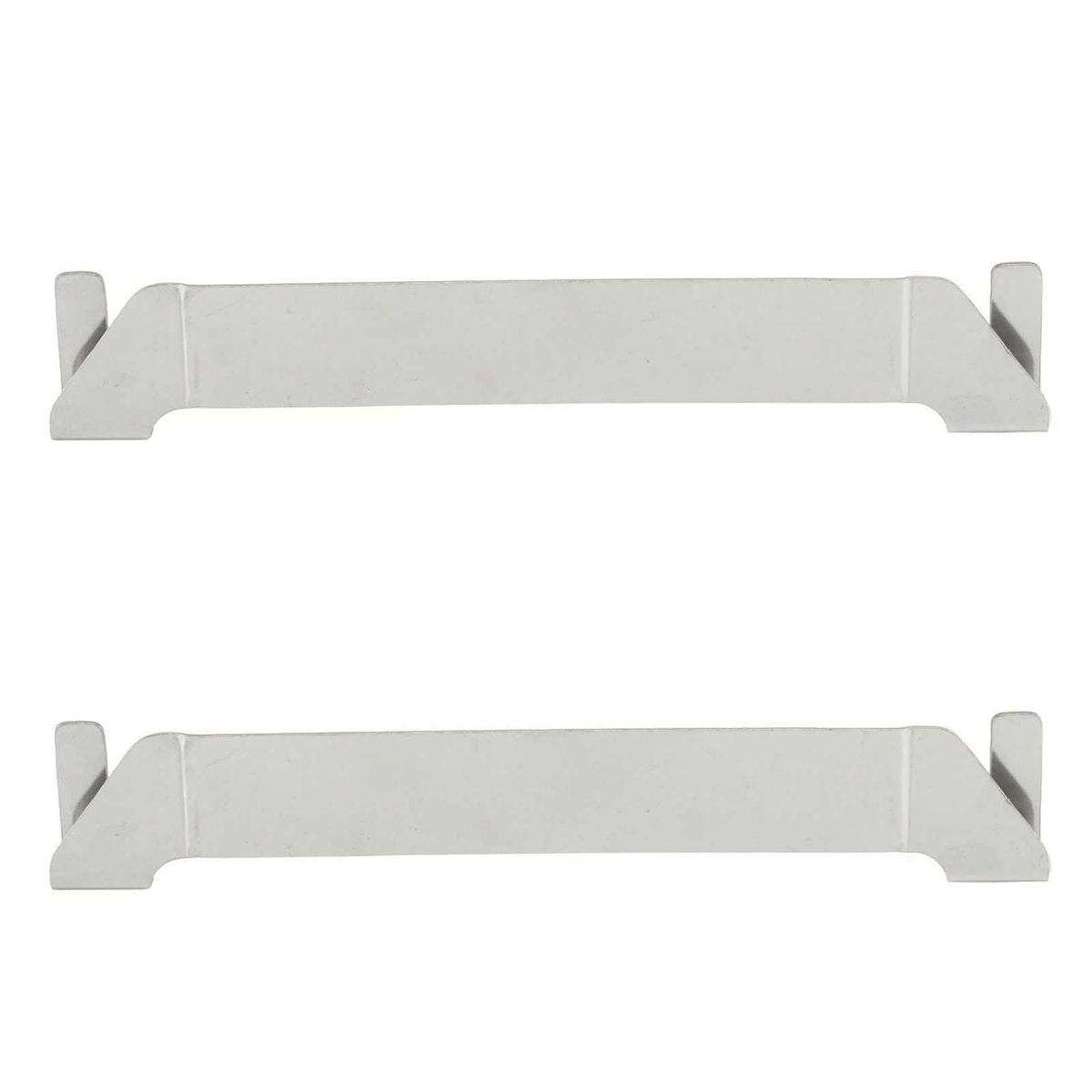 Stainless Steel Griddle Spatula Holder two-pack in silver stainless steel, with long flat bars and raised clip-on ends