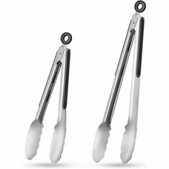 Stainless Steel Kitchen Tongs Set with Silicone Handle (2-Pack)