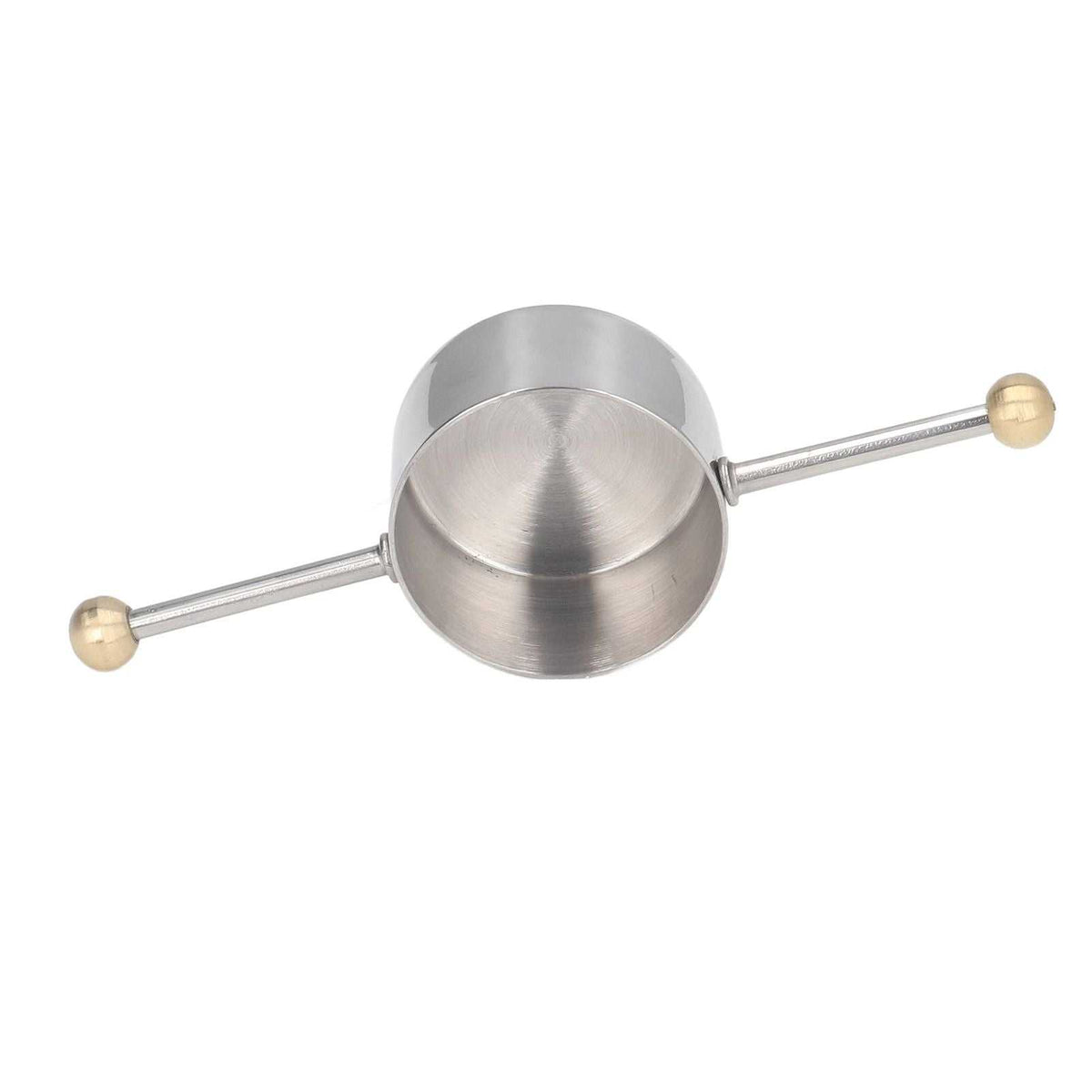 Stainless Steel Measuring Cup with a brushed silver bowl and slender double-ball handle finished with gold-tone ends