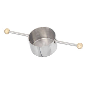 Stainless Steel Measuring Cup with a mirror-polished metal bowl, brushed interior and long double ball handle