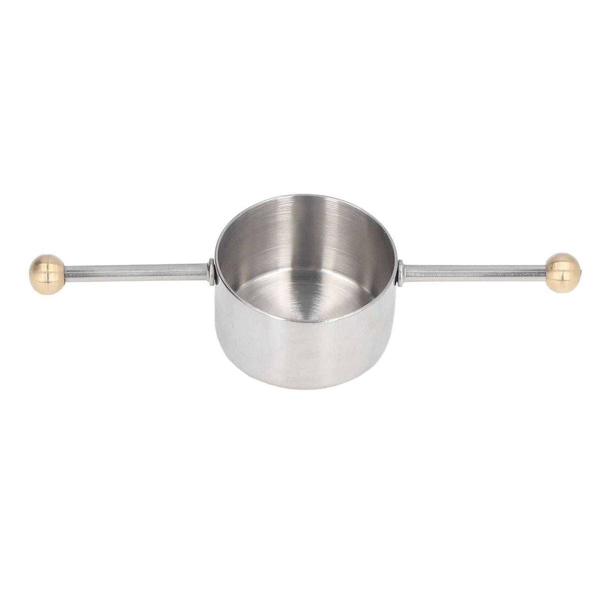 Stainless Steel Measuring Cup with a brushed silver bowl and long double-ball handles for measuring cocktails