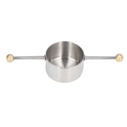 Stainless Steel Measuring Cup with a brushed silver bowl and long double-ball handles for measuring cocktails