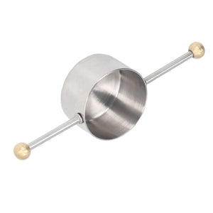 Stainless Steel Measuring Cup in mirror-polished silver with a brushed interior and double ball-ended handle