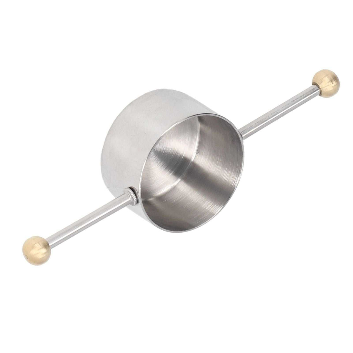 Stainless Steel Measuring Cup in mirror-polished silver with a brushed interior and double ball-ended handle
