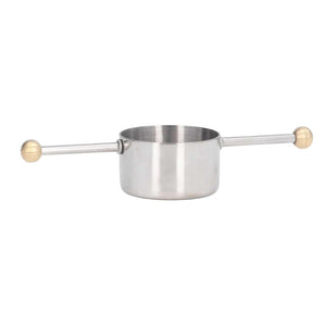 Stainless Steel Measuring Cup with a polished silver finish, brushed interior, and long double-ball handle ends