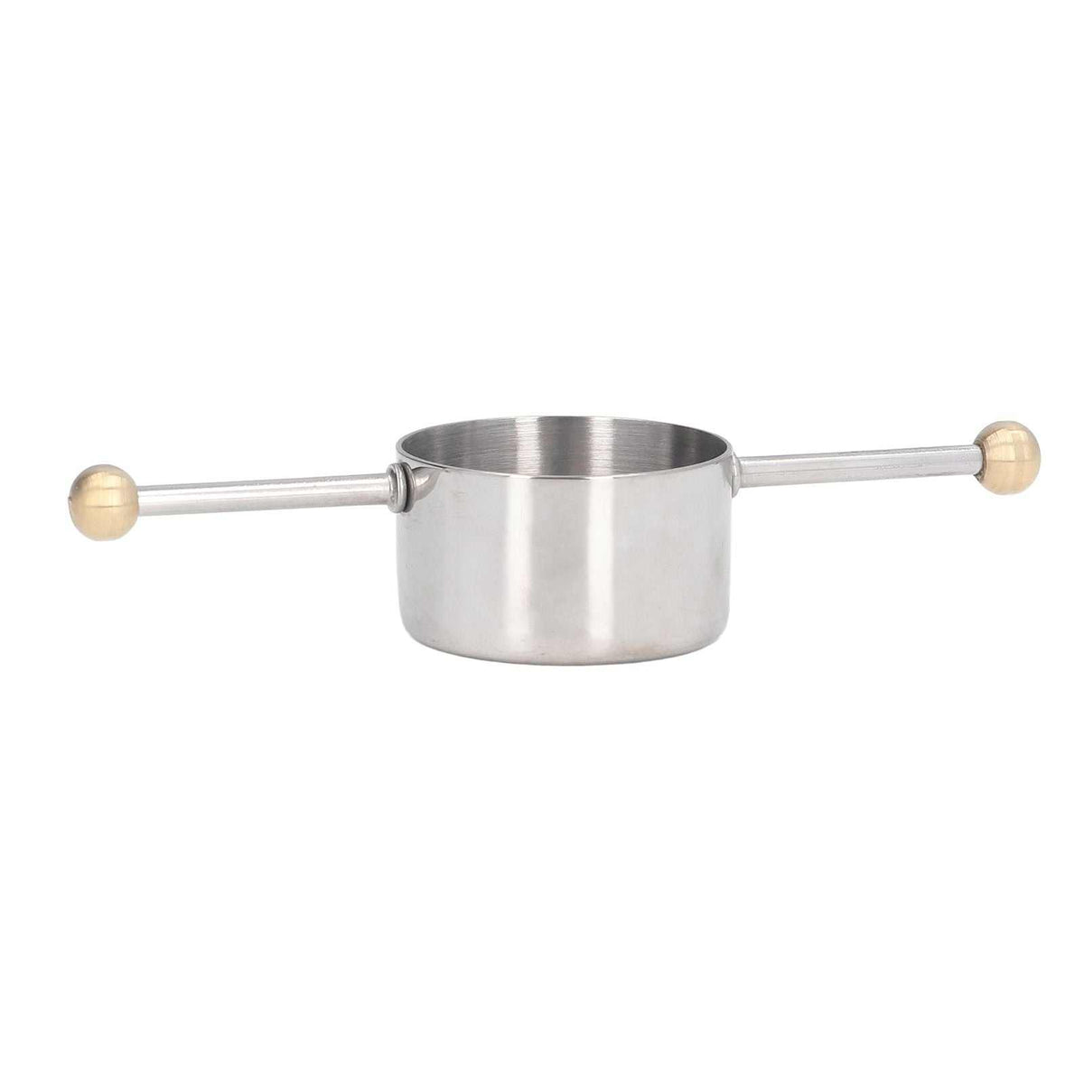 Stainless Steel Measuring Cup with a polished silver finish, brushed interior, and long double-ball handle ends