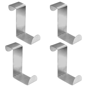Stainless Steel Over Door Hook set of four silver metal hooks with a reversible Z-shaped design and smooth finish