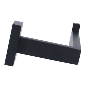Stainless Steel Toilet Paper Holder in matte black metal, with a minimalist angular arm and raised end stop